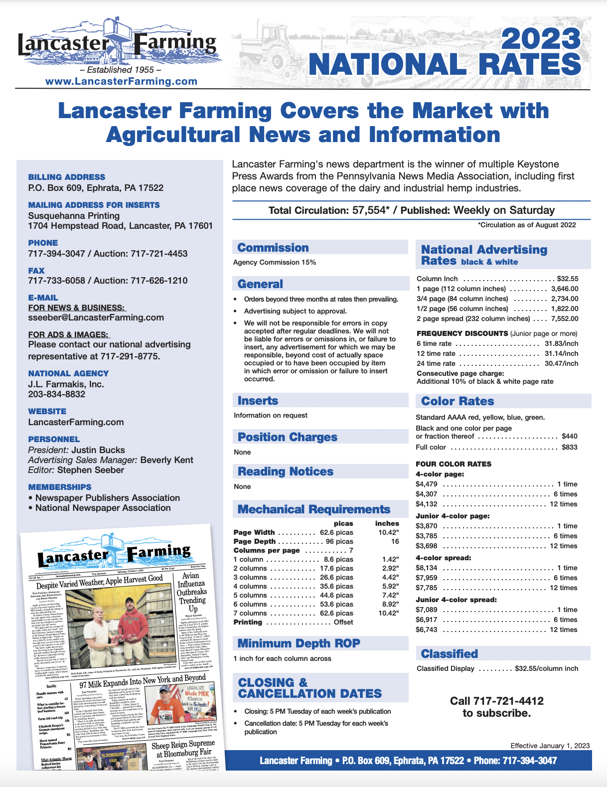 Lancaster Farming National Rates